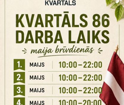 Darba laiks maija brīvdienās